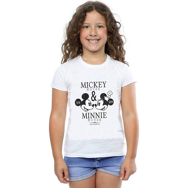 White - Front - Disney Girls Crush Mondays Mickey & Minnie Mouse Cotton T-Shirt