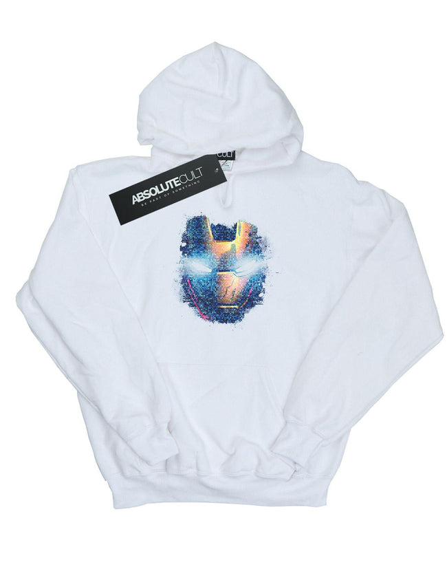 White - Front - Marvel Girls Avengers Iron Man Distressed Head Hoodie