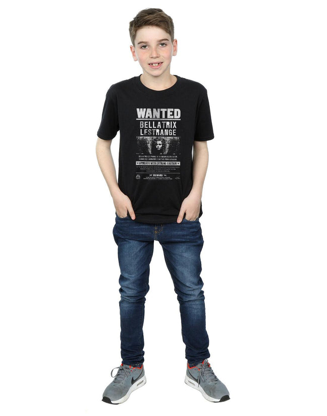 Black - Close up - Harry Potter Boys Bellatrix Lestrange Wanted Poster Cotton T-Shirt