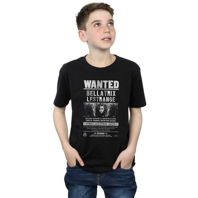 Black - Back - Harry Potter Boys Bellatrix Lestrange Wanted Poster Cotton T-Shirt