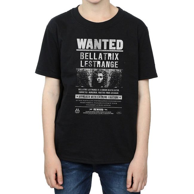 Black - Front - Harry Potter Boys Bellatrix Lestrange Wanted Poster Cotton T-Shirt