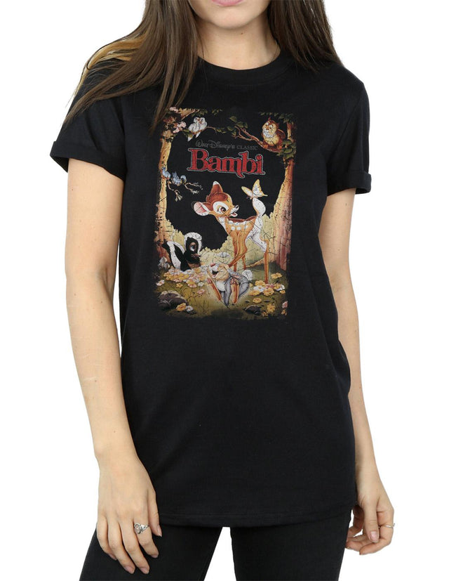 Black - Side - Bambi Womens-Ladies Poster Cotton Boyfriend T-Shirt