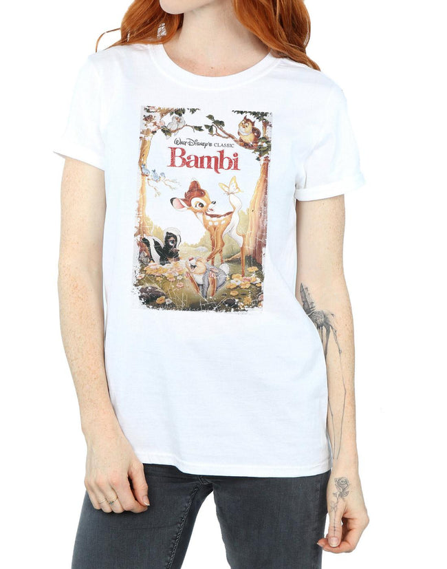 White - Pack Shot - Bambi Womens-Ladies Poster Cotton Boyfriend T-Shirt