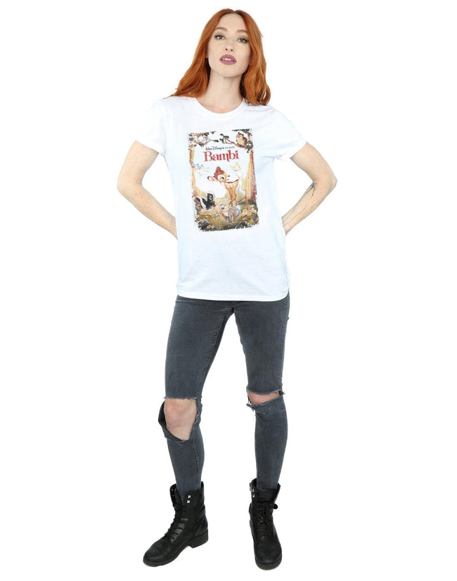 White - Close up - Bambi Womens-Ladies Poster Cotton Boyfriend T-Shirt