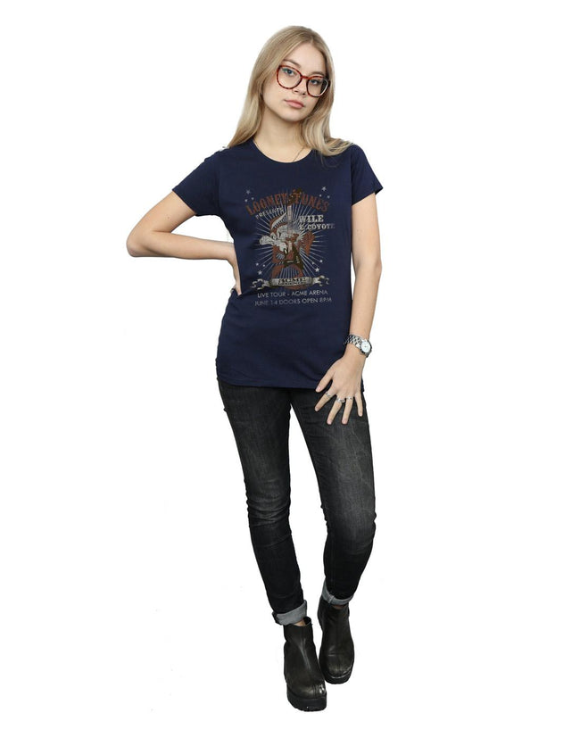 Navy Blue - Lifestyle - Looney Tunes Womens-Ladies Wile E Coyote Guitar Cotton T-Shirt