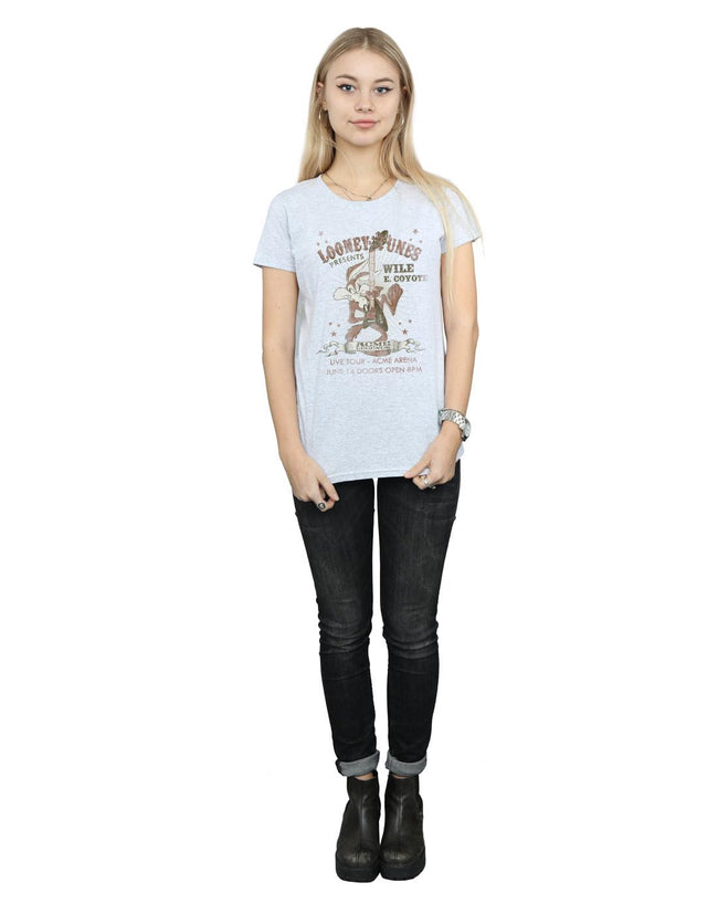 Sports Grey - Lifestyle - Looney Tunes Womens-Ladies Wile E Coyote Guitar Cotton T-Shirt