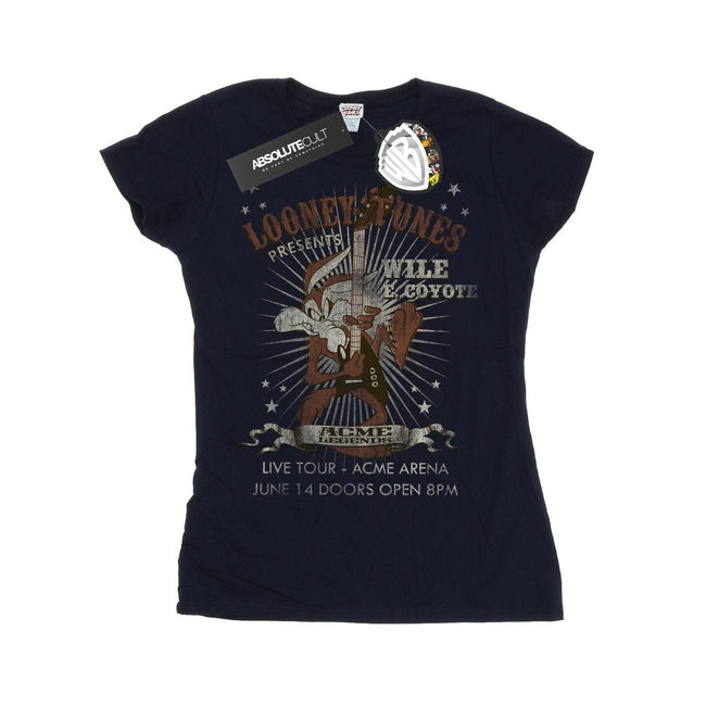Navy Blue - Front - Looney Tunes Womens-Ladies Wile E Coyote Guitar Cotton T-Shirt