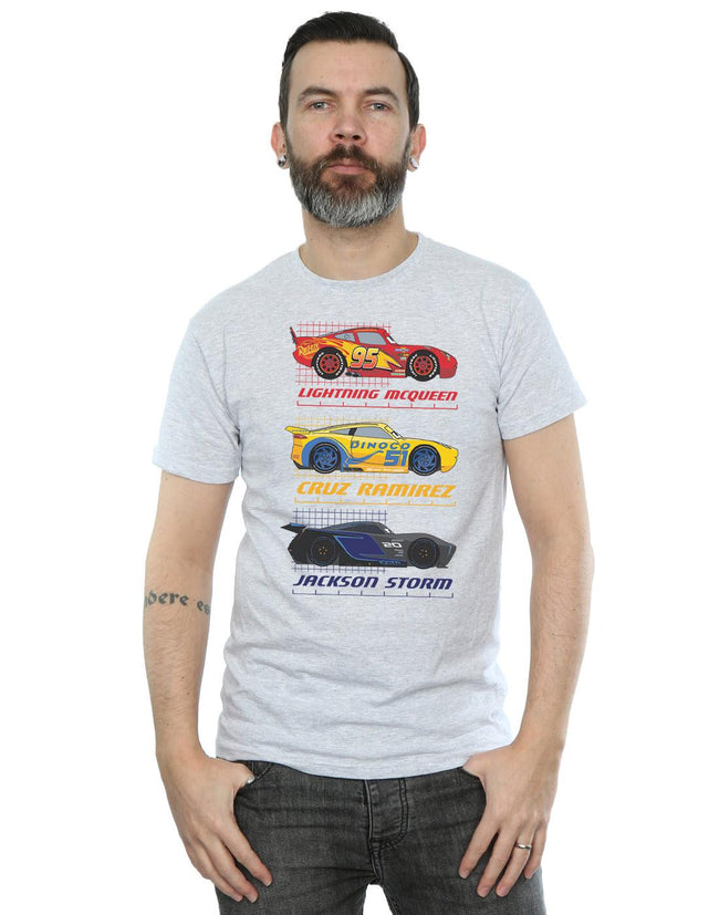Sports Grey - Back - Cars Mens Racer Profile Cotton T-Shirt