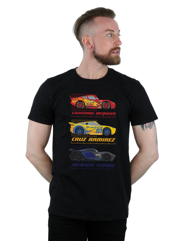 Black - Back - Cars Mens Racer Profile Cotton T-Shirt