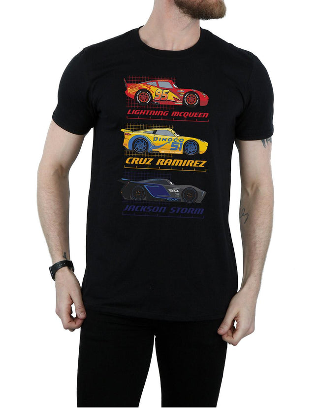 Black - Side - Cars Mens Racer Profile Cotton T-Shirt