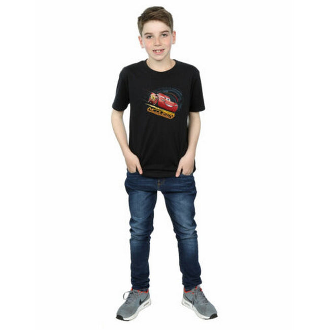 Black - Side - Cars Boys Lightning McQueen Cotton T-Shirt