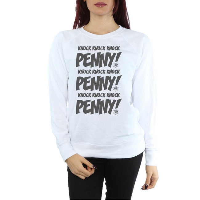 White - Side - The Big Bang Theory Womens-Ladies Knock Knock Penny Sheldon Cotton Sweatshirt