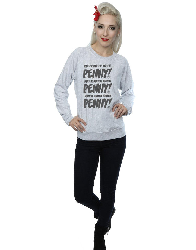 Heather Grey - Lifestyle - The Big Bang Theory Womens-Ladies Knock Knock Penny Sheldon Cotton Sweatshirt