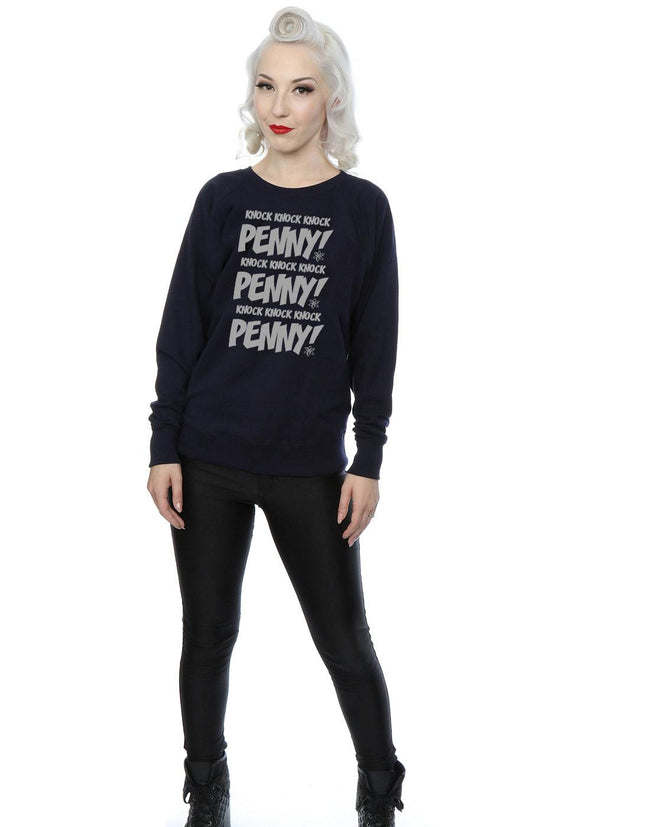 Navy Blue - Lifestyle - The Big Bang Theory Womens-Ladies Knock Knock Penny Sheldon Cotton Sweatshirt