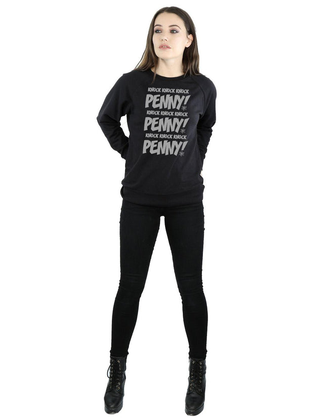 Black - Lifestyle - The Big Bang Theory Womens-Ladies Knock Knock Penny Sheldon Cotton Sweatshirt