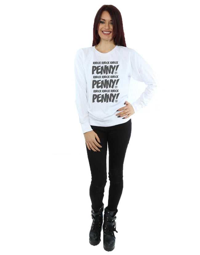 White - Lifestyle - The Big Bang Theory Womens-Ladies Knock Knock Penny Sheldon Cotton Sweatshirt