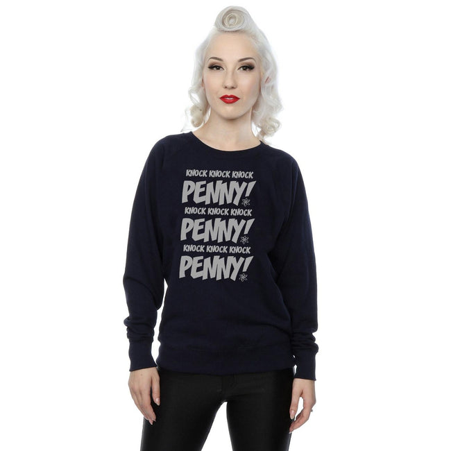 Navy Blue - Back - The Big Bang Theory Womens-Ladies Knock Knock Penny Sheldon Cotton Sweatshirt