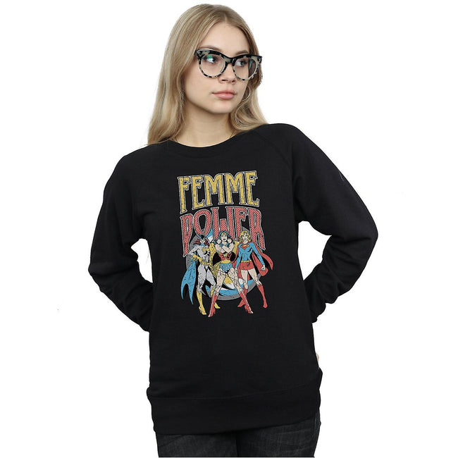 Black - Back - DC Comics Womens-Ladies Femme Power Wonder Woman Sweatshirt