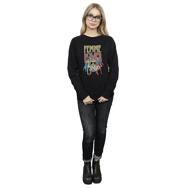 Black - Side - DC Comics Womens-Ladies Femme Power Wonder Woman Sweatshirt