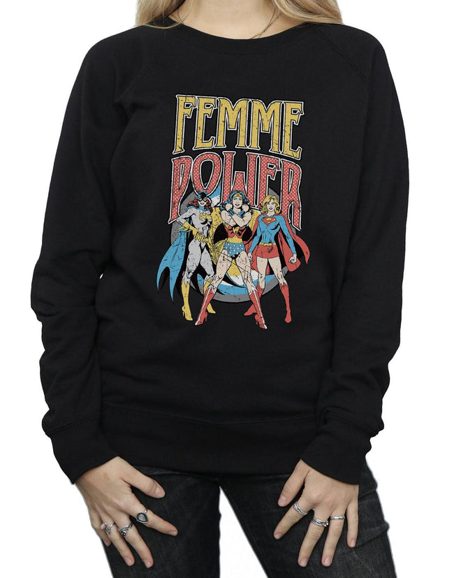 Black - Pack Shot - DC Comics Womens-Ladies Femme Power Wonder Woman Sweatshirt