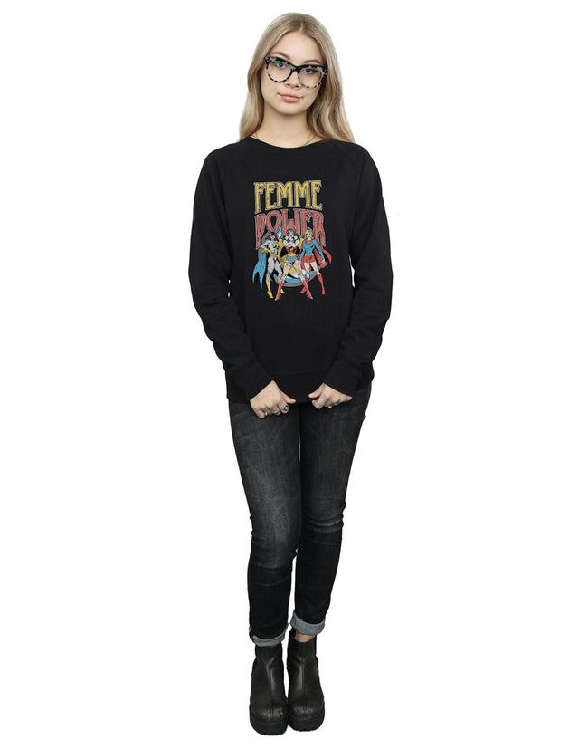 Black - Close up - DC Comics Womens-Ladies Femme Power Wonder Woman Sweatshirt