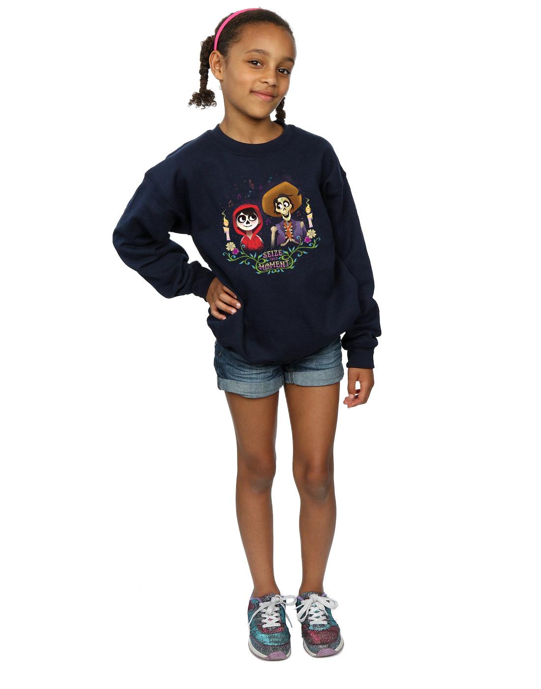 Navy Blue - Close up - Coco Girls Miguel And Hector Cotton Sweatshirt
