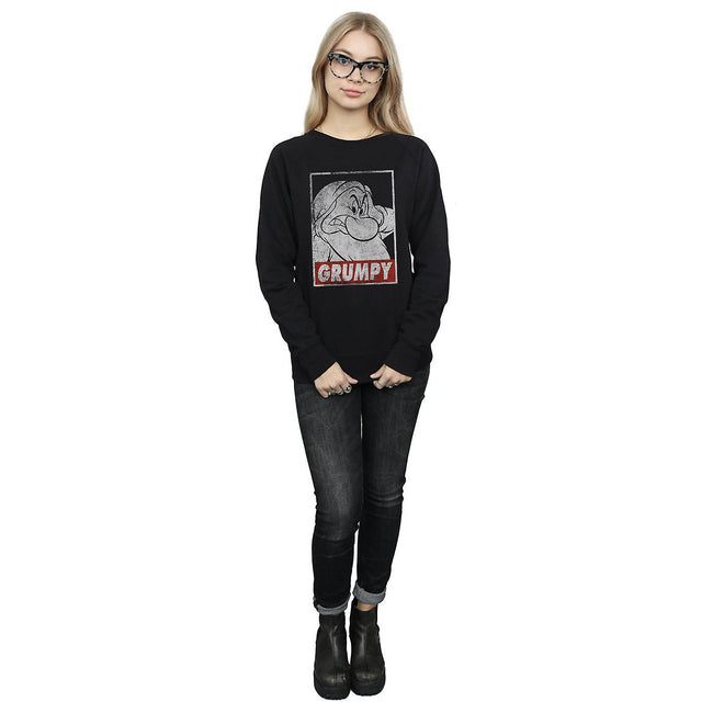 Black - Lifestyle - Snow White And The Seven Dwarfs Womens-Ladies Grumpy Poster Cotton Sweatshirt