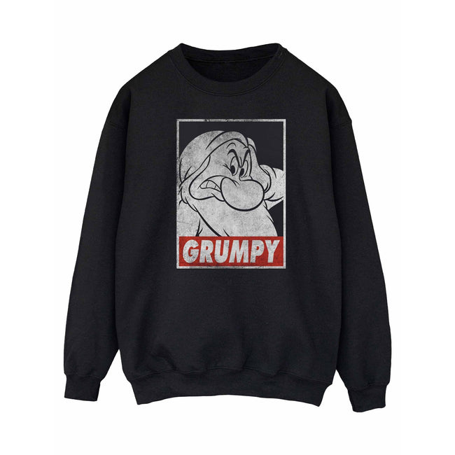 Black - Front - Snow White And The Seven Dwarfs Womens-Ladies Grumpy Poster Cotton Sweatshirt