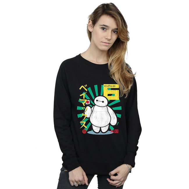 Black - Back - Big Hero 6 Womens-Ladies Baymax Lollipop Sweatshirt