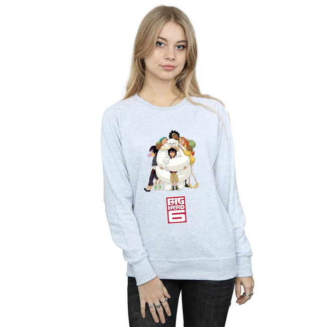 Heather Grey - Back - Big Hero 6 Womens-Ladies Baymax Hug Sweatshirt