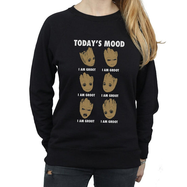 Black - Back - Guardians Of The Galaxy Womens-Ladies Today´s Mood Groot Sweatshirt