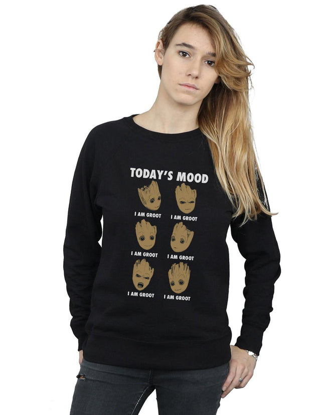 Black - Pack Shot - Guardians Of The Galaxy Womens-Ladies Today´s Mood Groot Sweatshirt
