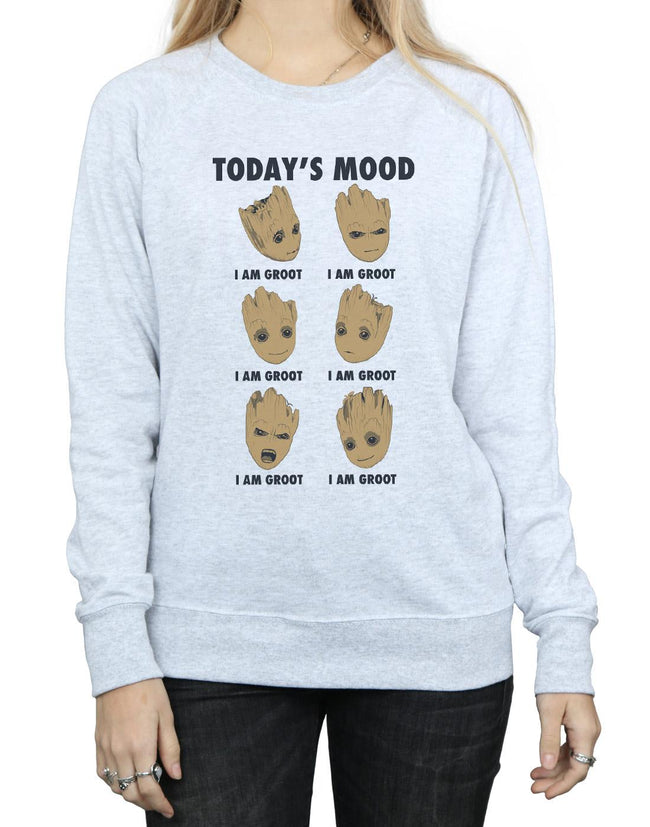 Heather Grey - Side - Guardians Of The Galaxy Womens-Ladies Today´s Mood Groot Sweatshirt