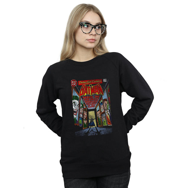 Black - Side - Batman Womens-Ladies Rogues Gallery Comic Cover Sweatshirt