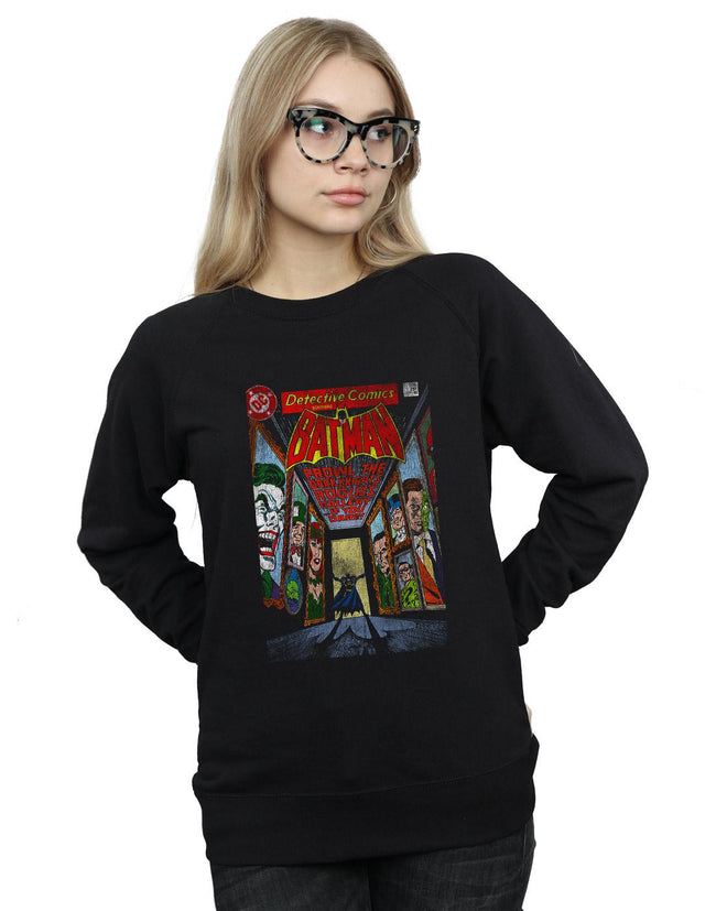Black - Pack Shot - Batman Womens-Ladies Rogues Gallery Comic Cover Sweatshirt