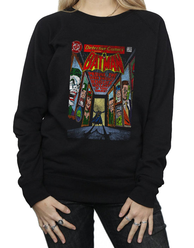 Black - Close up - Batman Womens-Ladies Rogues Gallery Comic Cover Sweatshirt