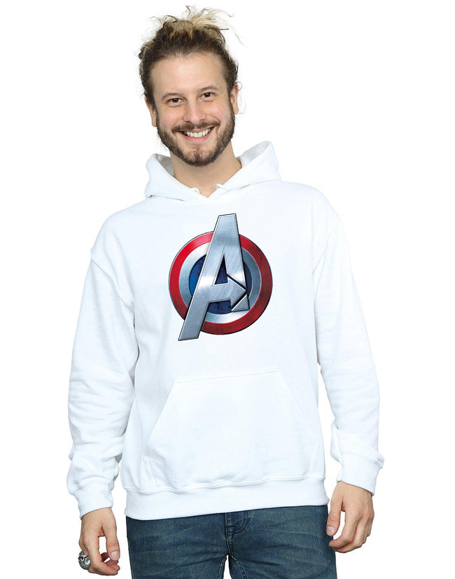 White - Back - Marvel Mens Avengers 3D Logo Hoodie