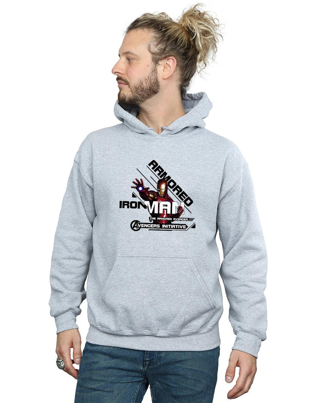Sports Grey - Back - Marvel Mens Avengers Iron Man Armoured Avenger Hoodie