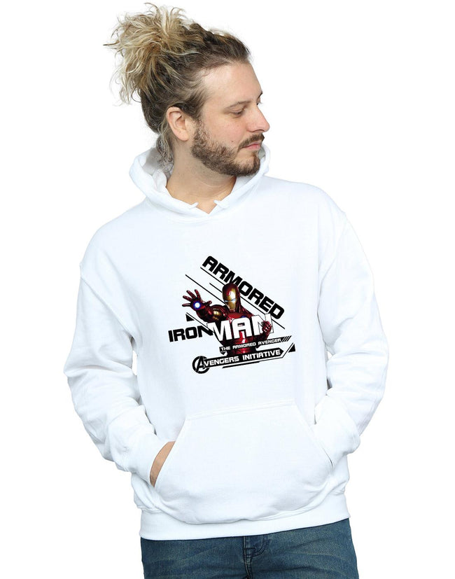 White - Back - Marvel Mens Avengers Iron Man Armoured Avenger Hoodie