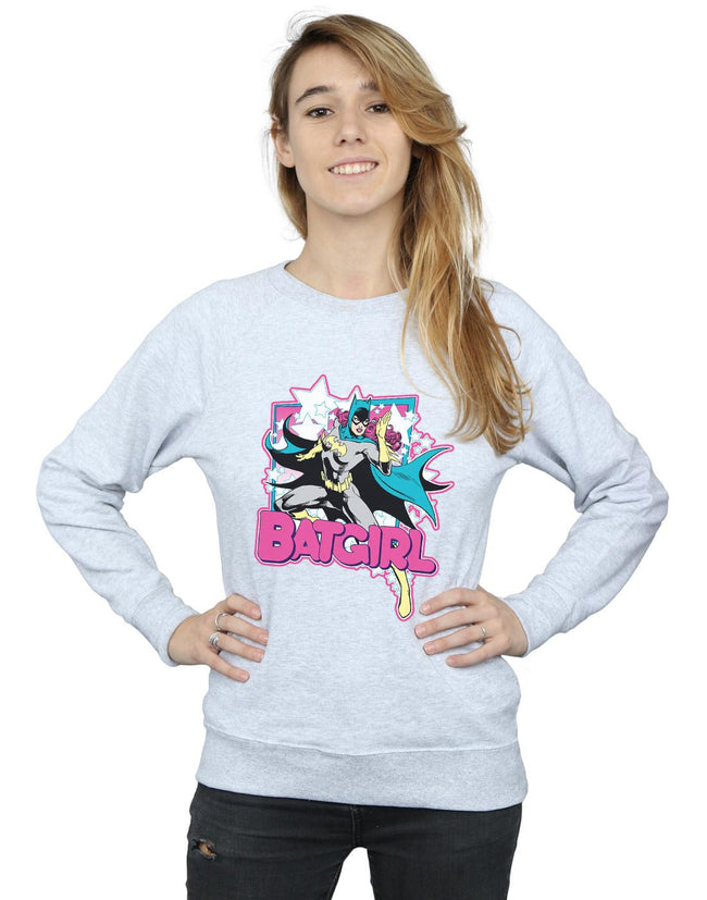Heather Grey - Back - DC Comics Womens-Ladies Leap Batgirl Sweatshirt