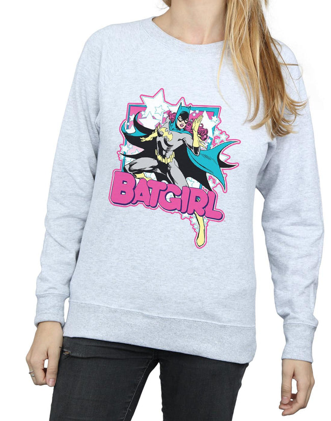 Heather Grey - Side - DC Comics Womens-Ladies Leap Batgirl Sweatshirt