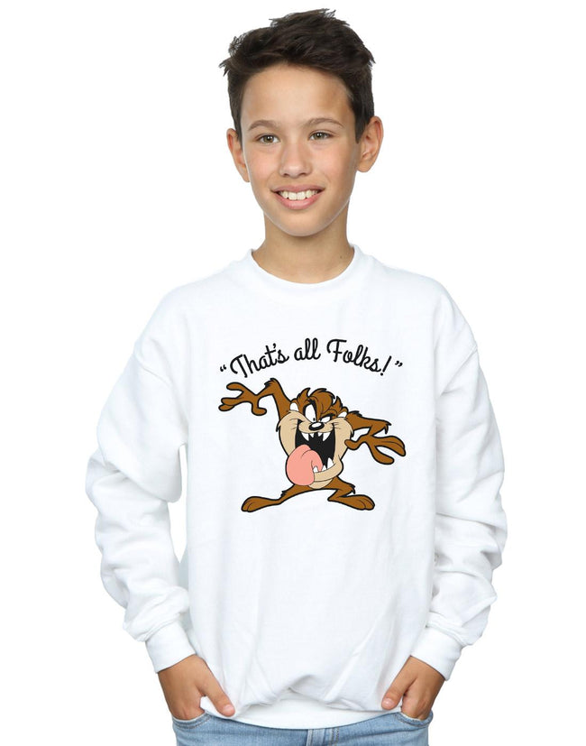 White - Back - Looney Tunes Boys That´s All Folks Tasmanian Devil Sweatshirt