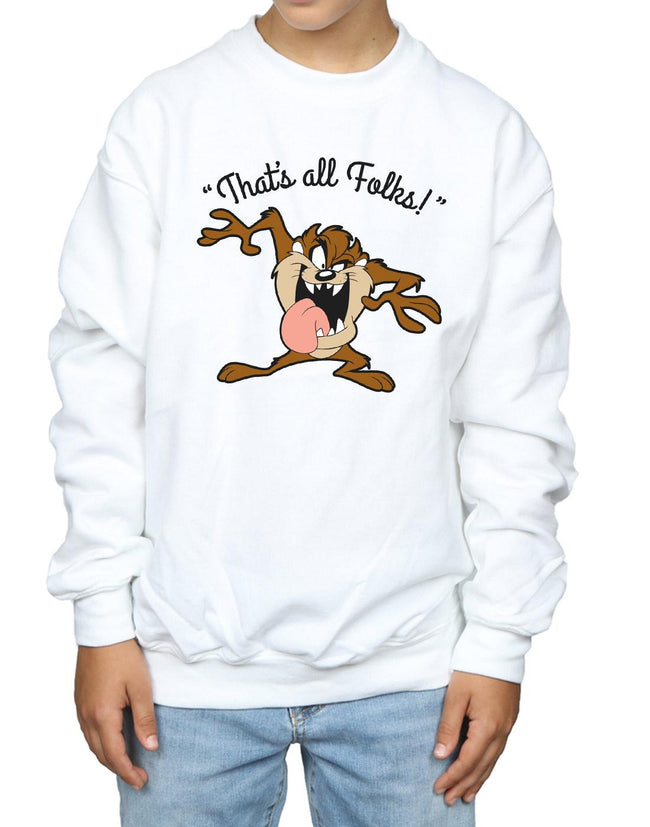 White - Side - Looney Tunes Boys That´s All Folks Tasmanian Devil Sweatshirt