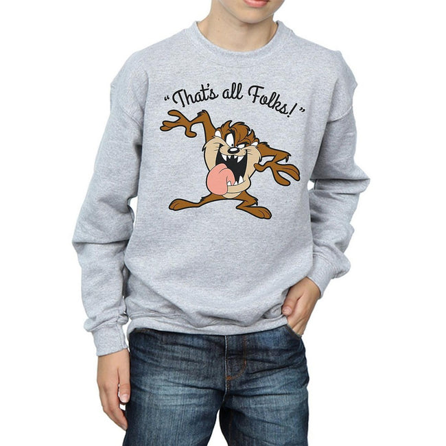 Sports Grey - Back - Looney Tunes Boys That´s All Folks Tasmanian Devil Sweatshirt