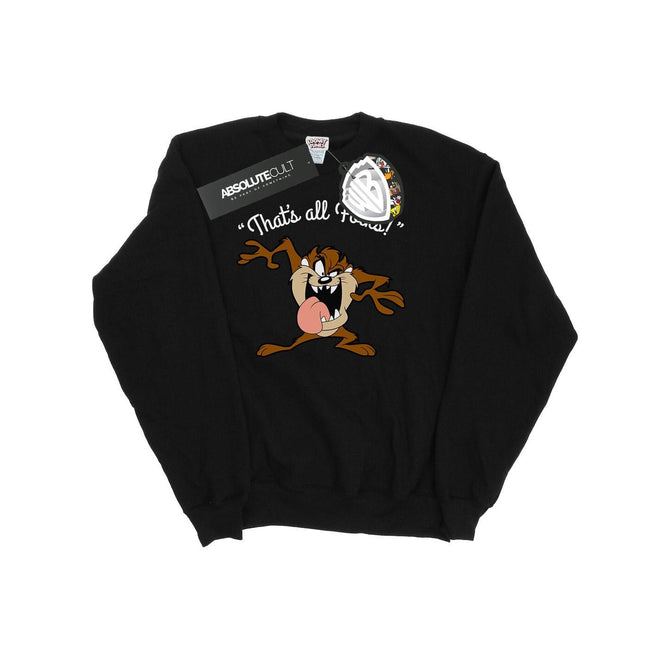Black - Front - Looney Tunes Boys That´s All Folks Tasmanian Devil Sweatshirt