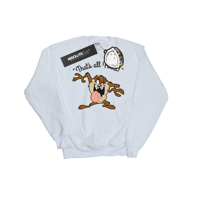 White - Front - Looney Tunes Boys That´s All Folks Tasmanian Devil Sweatshirt
