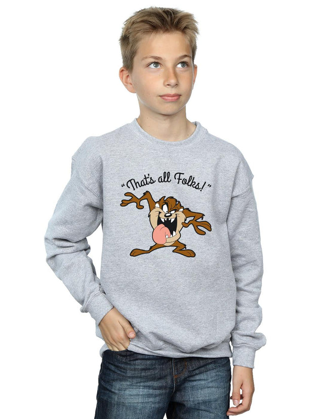 Sports Grey - Pack Shot - Looney Tunes Boys That´s All Folks Tasmanian Devil Sweatshirt