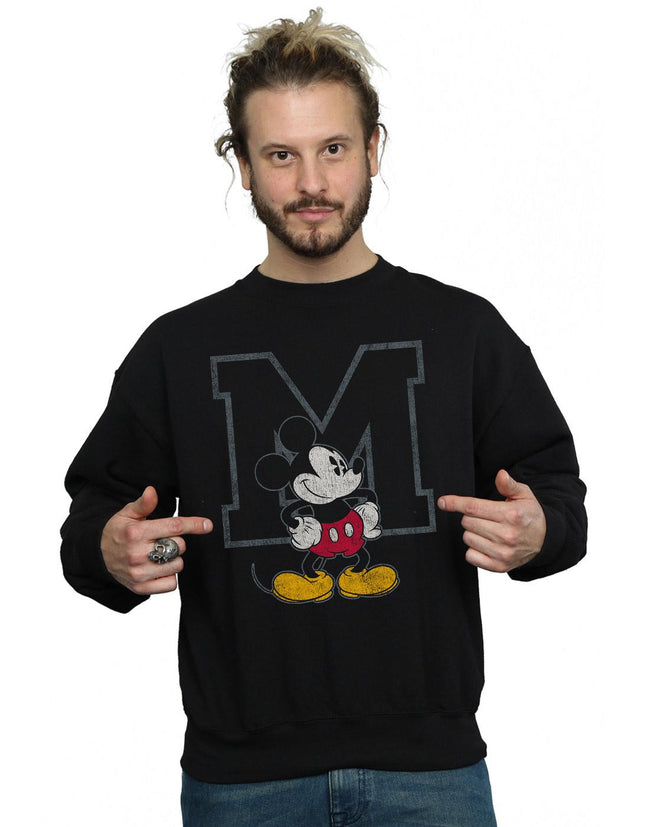 Black - Back - Disney Mens Classic M Mickey Mouse Sweatshirt