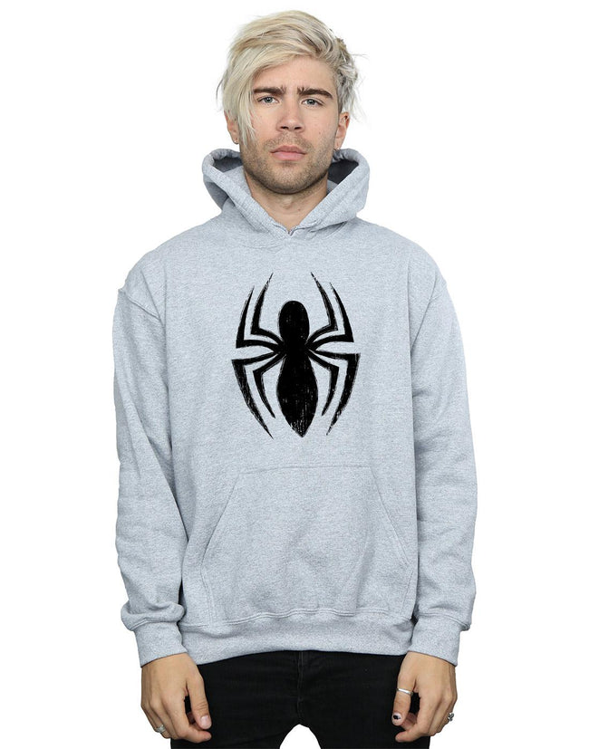 Sports Grey - Side - Spider-Man Mens Ultimate Spider Logo Hoodie