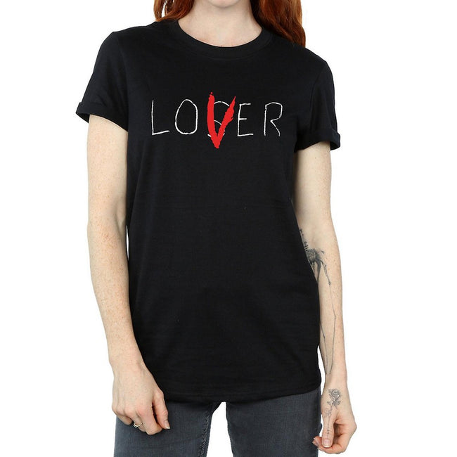 Black - Back - It Womens-Ladies Loser Lover Cotton Boyfriend T-Shirt